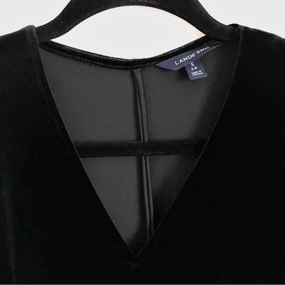 Lands' End V-Neck Dolman Velvet Draped Blouse Top in Black Size S (6-8) EUC - Picture 5 of 12